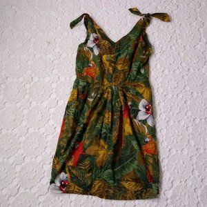 Vtg 80s Does 50s S Tiki Mini Wiggle Dress Aloha